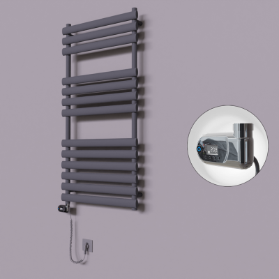 Radiva - Volga Dekoratif Elektrikli Havlupan 600x1200 Koyu Antrasit (Thesis Termostat) 600W