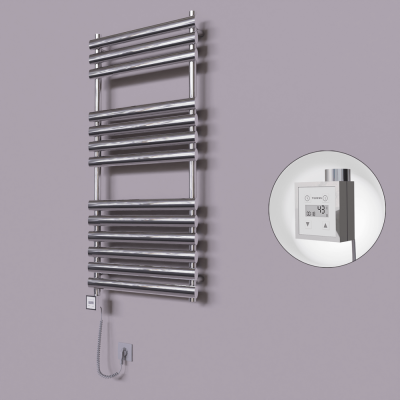 Radiva - Volga Dekoratif Elektrikli Havlupan 600x1200 Krom (KTX3 Termostat) 300W Spiral Kablolu (1)