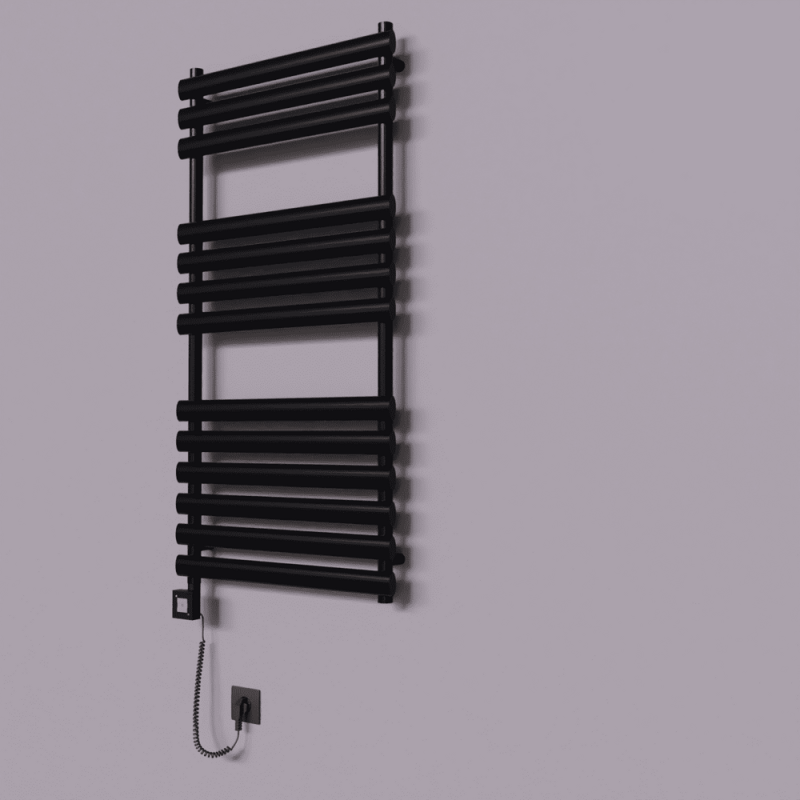 Volga Dekoratif Elektrikli Havlupan 600x1200 Siyah (KTX1 Termostat) 600W Spiral Kablolu - 1VOL06001200B3TEB060-K