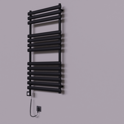 Radiva - Volga Dekoratif Elektrikli Havlupan 600x1200 Siyah (KTX4 Termostat) 600W Spiral Kablolu