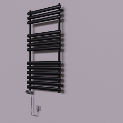 Radiva - Volga Dekoratif Elektrikli Havlupan 600x1200 Siyah (Thesis Termostat) 600W