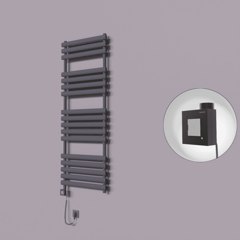 Volga Dekoratif Elektrikli Havlupan 600x1600 Koyu Antrasit (KTX1 Termostat) 1000W Spiral Kablolu - 1VOL06001600B6TEB100-K