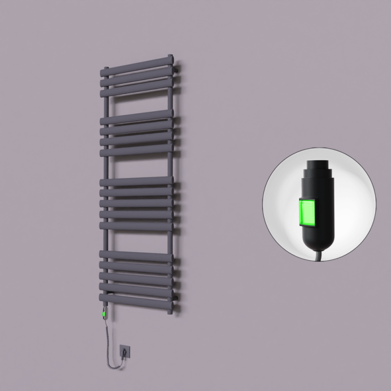 Volga Dekoratif Elektrikli Havlupan 600x1600 Koyu Antrasit (On/Off Düğmeli) 900W - 1VOL06001600B6TE1090