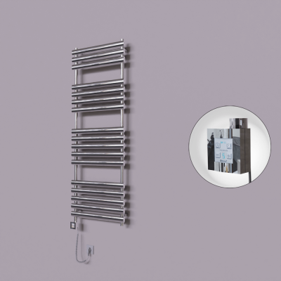 Radiva - Volga Dekoratif Elektrikli Havlupan 600x1600 Krom (KTX4 Termostat) 600W Spiral Kablolu