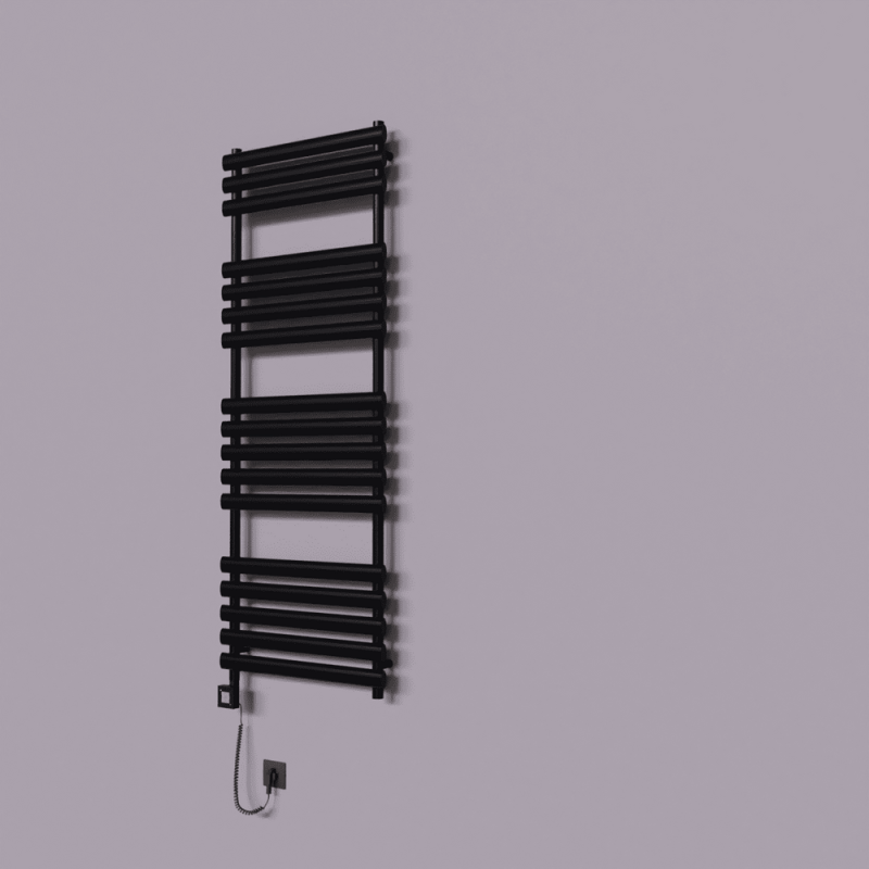 Volga Dekoratif Elektrikli Havlupan 600x1600 Siyah (KTX1 Termostat) 1000W Spiral Kablolu - 1VOL06001600B3TEB100-K