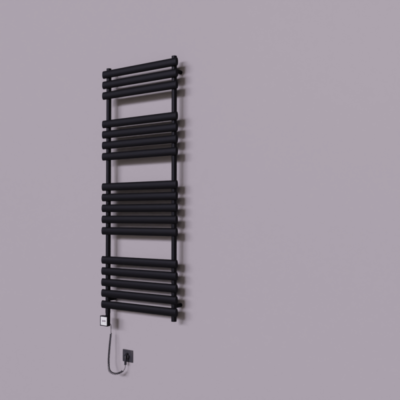 Volga Dekoratif Elektrikli Havlupan 600x1600 Siyah (KTX3 Termostat) 1000W Spiral Kablolu - 1VOL06001600B3TE7100-K