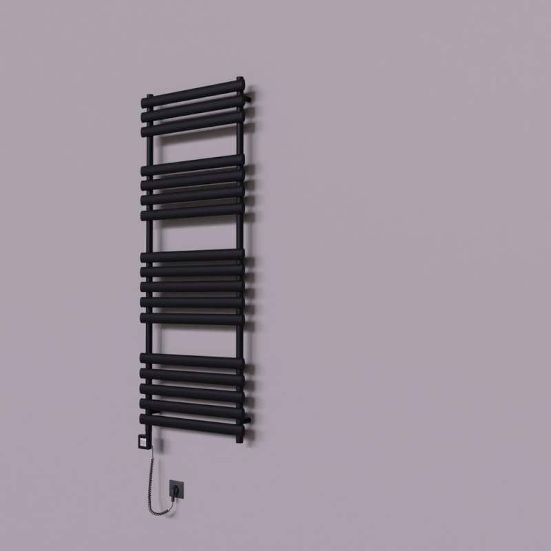 Volga Dekoratif Elektrikli Havlupan 600x1600 Siyah (KTX4 Termostat) 1000W Spiral Kablolu - 1VOL06001600B3TEC100-K