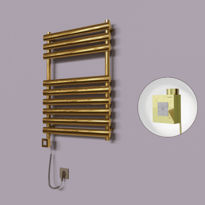Radiva - Volga Dekoratif Elektrikli Havlupan 600x800 Altın (KTX1 Termostat) 300W Spiral Kablolu