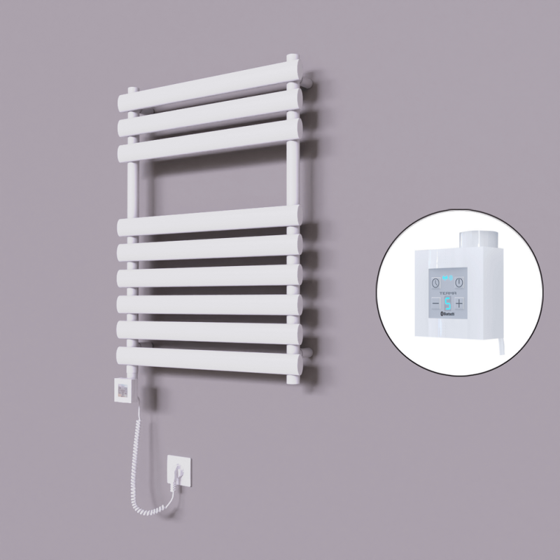 Volga Dekoratif Elektrikli Havlupan 600x800 Beyaz (KTX4 Termostat) 600W Spiral Kablolu - 1VOL06000800B1TEC060-K