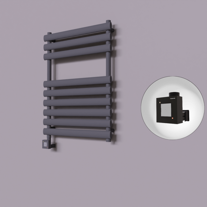 Volga Dekoratif Elektrikli Havlupan 600x800 Koyu Antrasit (KTX1 Termostat) 600W - 1VOL06000800B6TEB060