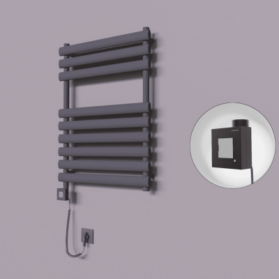 Radiva - Volga Dekoratif Elektrikli Havlupan 600x800 Koyu Antrasit (KTX1 Termostat) 600W Spiral Kablolu