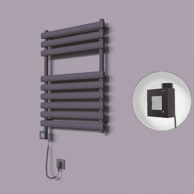 Volga Dekoratif Elektrikli Havlupan 600x800 Koyu Antrasit (KTX1 Termostat) 600W Spiral Kablolu - 1VOL06000800B6TEB060-K