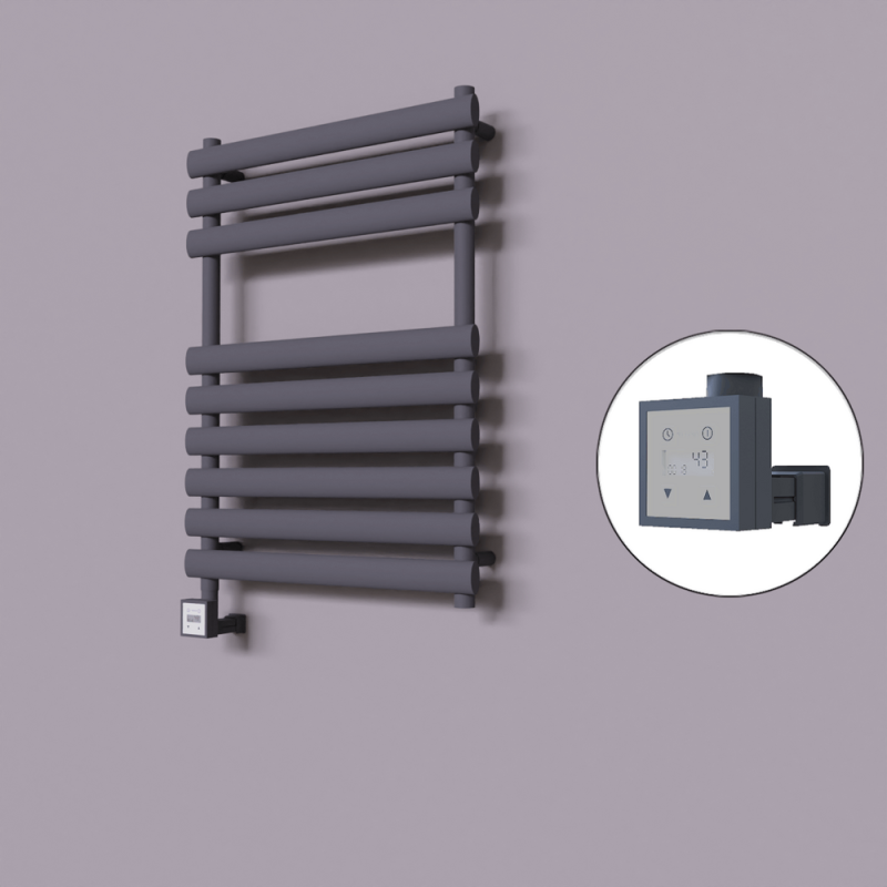 Volga Dekoratif Elektrikli Havlupan 600x800 Koyu Antrasit (KTX3 Termostat) 600W - 1VOL06000800B6TE7060