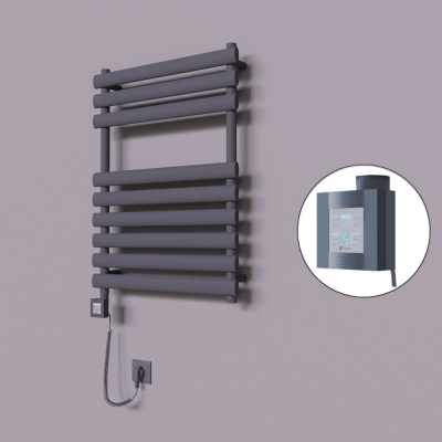 Radiva - Volga Dekoratif Elektrikli Havlupan 600x800 Koyu Antrasit (KTX4 Termostat) 600W Spiral Kablolu