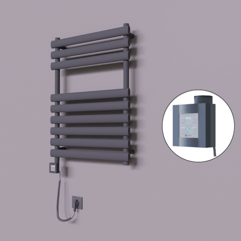 Volga Dekoratif Elektrikli Havlupan 600x800 Koyu Antrasit (KTX4 Termostat) 600W Spiral Kablolu - 1VOL06000800B6TEC060-K