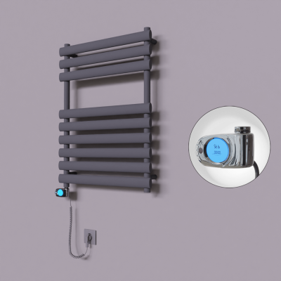 Radiva - Volga Dekoratif Elektrikli Havlupan 600x800 Koyu Antrasit (Musa Termostat) 600W (1)