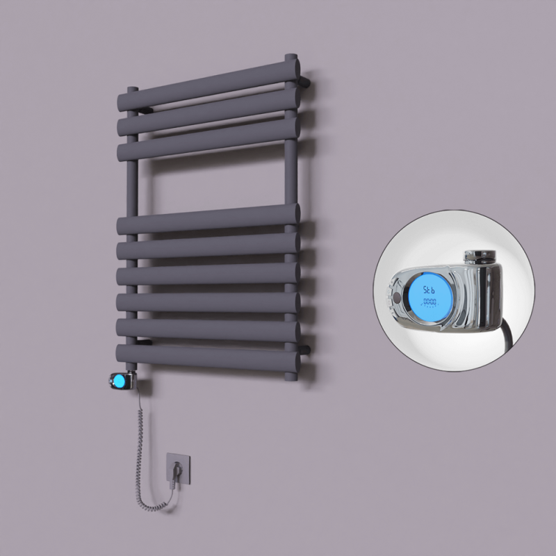 Volga Dekoratif Elektrikli Havlupan 600x800 Koyu Antrasit (Musa Termostat) 600W - 1VOL06000800B6TE3060