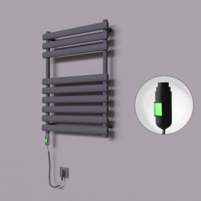 Radiva - Volga Dekoratif Elektrikli Havlupan 600x800 Koyu Antrasit (On/Off Düğmeli) 600W (1)