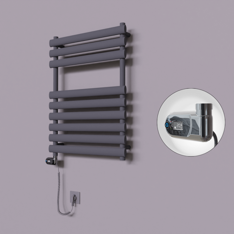 Volga Dekoratif Elektrikli Havlupan 600x800 Koyu Antrasit (Thesis Termostat) 600W - 1VOL06000800B6TE2060