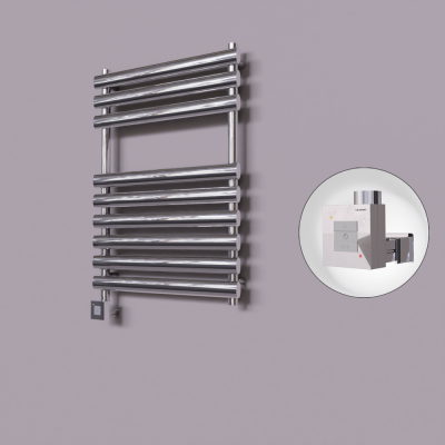 Radiva - Volga Dekoratif Elektrikli Havlupan 600x800 Krom (KTX1 Termostat) 300W