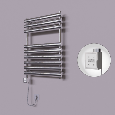 Radiva - Volga Dekoratif Elektrikli Havlupan 600x800 Krom (KTX3 Termostat) 300W Spiral Kablolu