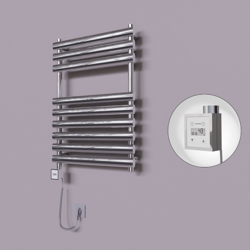 Volga Dekoratif Elektrikli Havlupan 600x800 Krom (KTX3 Termostat) 300W Spiral Kablolu - 1VOL06000800K1PE7030-K