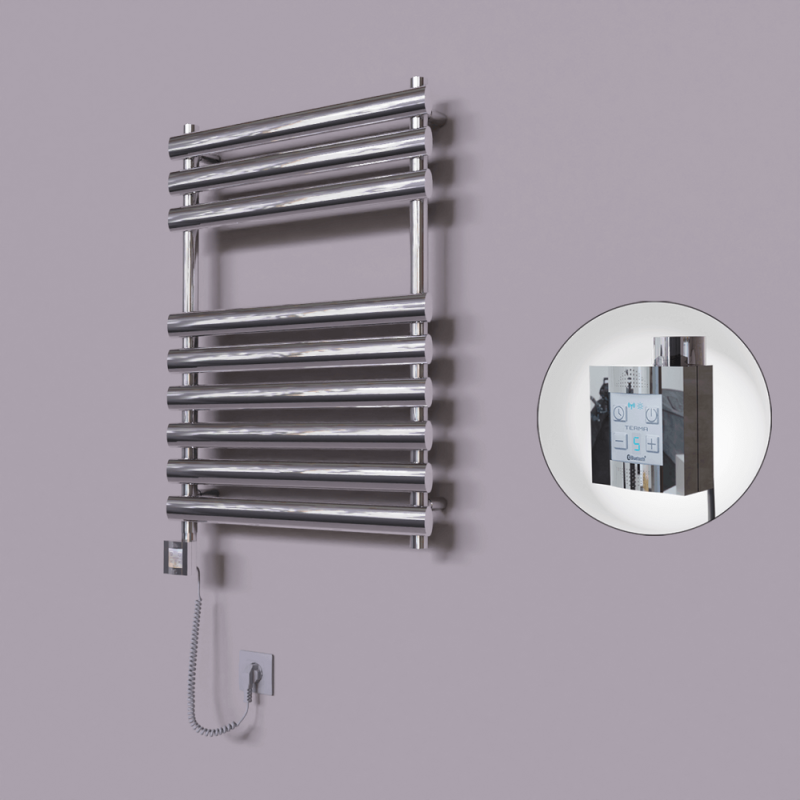 Volga Dekoratif Elektrikli Havlupan 600x800 Krom (KTX4 Termostat) 300W Spiral Kablolu - 1VOL06000800K1PEC030-K