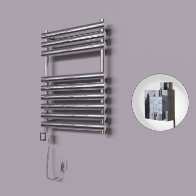 Radiva - Volga Dekoratif Elektrikli Havlupan 600x800 Krom (KTX4 Termostat) 300W Spiral Kablolu