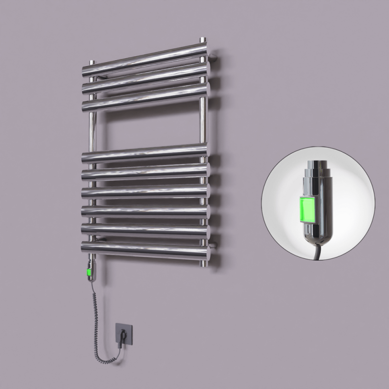 Volga Dekoratif Elektrikli Havlupan 600x800 Krom (On/Off Düğmeli) 300W - 1VOL06000800K1PE1030