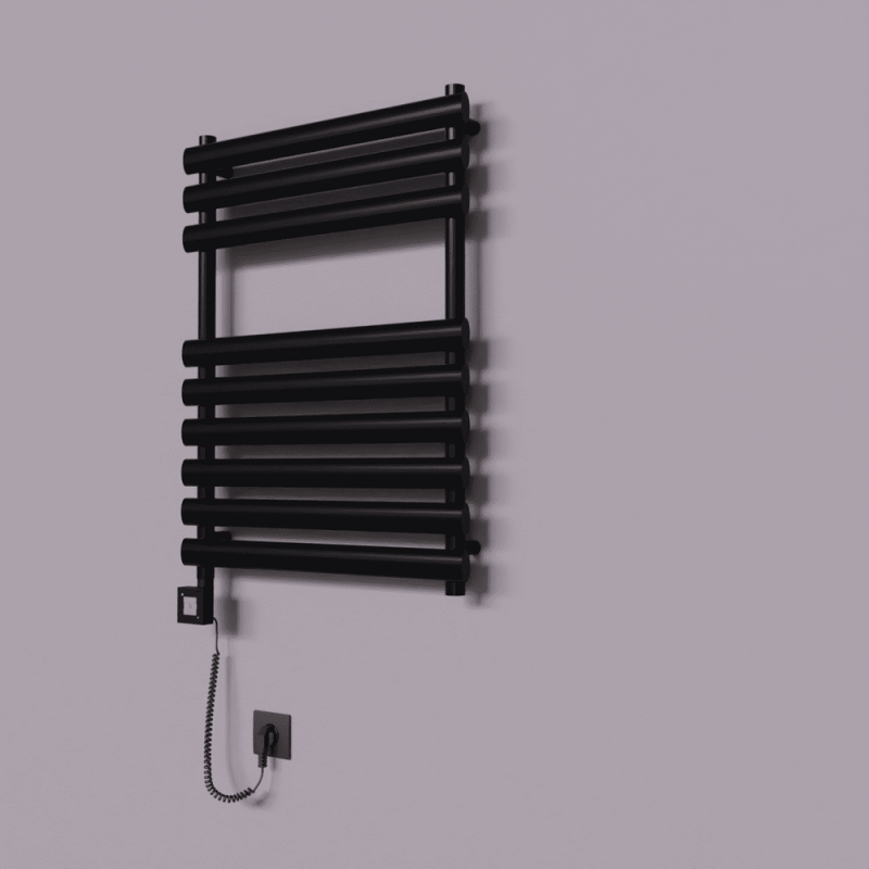 Volga Dekoratif Elektrikli Havlupan 600x800 Siyah (KTX1 Termostat) 600W Spiral Kablolu - 1VOL06000800B3TEB060-K