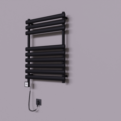 Radiva - Volga Dekoratif Elektrikli Havlupan 600x800 Siyah (KTX3 Termostat) 600W Spiral Kablolu