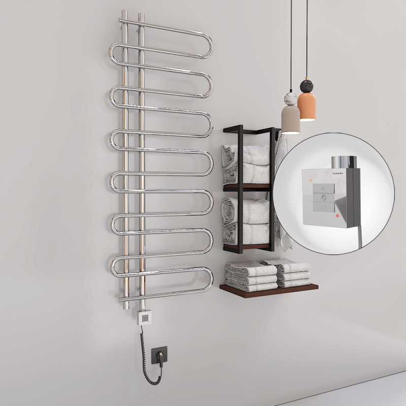 ZANTE Elektrikli Havlupan 600x1400 Krom (KTX1 Termostat) 300W Spiral Kablolu - 1ZTE06001400K1PEB030-K