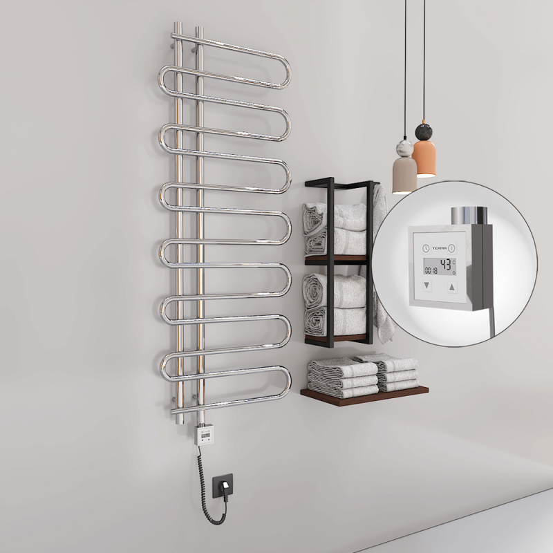 ZANTE Elektrikli Havlupan 600x1400 Krom (KTX3 Termostat) 300W Spiral Kablolu - 1ZTE06001400K1PE7030-K