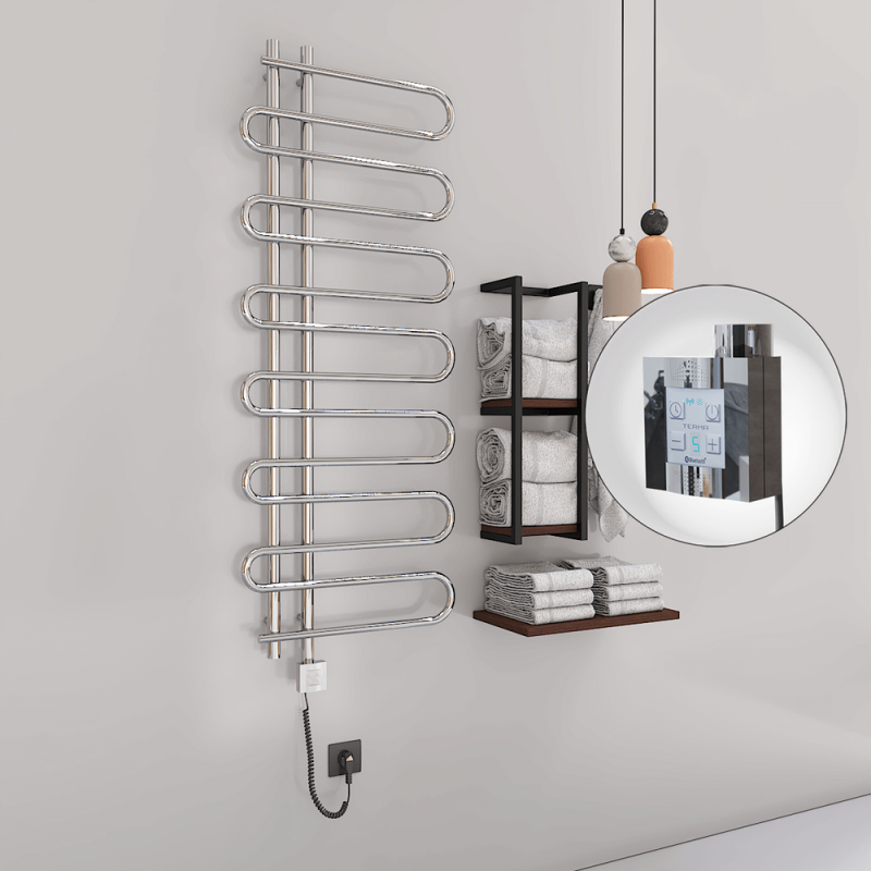 ZANTE Elektrikli Havlupan 600x1400 Krom (KTX4 Termostat) 300W Spiral Kablolu - 1ZTE06001400K1PEC030-K