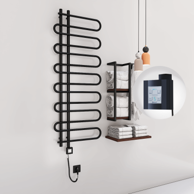 Radiva - ZANTE Elektrikli Havlupan 600x1400 Siyah (KTX4 Termostat) 600W Spiral Kablolu