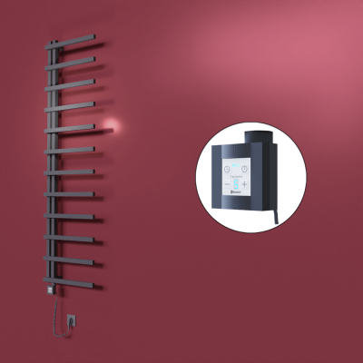 Radiva - Zap Dekoratif Elektrikli Havlupan 500x1150 Koyu Antrasit (KTX4 Termostat) 300W Spiral Kablolu