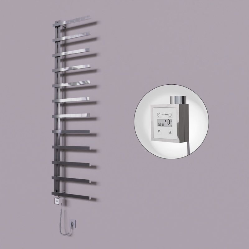 Zap Dekoratif Elektrikli Havlupan 500x1150 Krom (KTX3 Termostat) 200W Spiral Kablolu - 1ZAP05001150K1PE7020-K