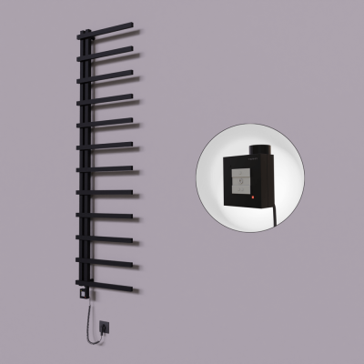 Radiva - Zap Dekoratif Elektrikli Havlupan 500x1150 Siyah (KTX1 Termostat) 300W Spiral Kablolu - 500