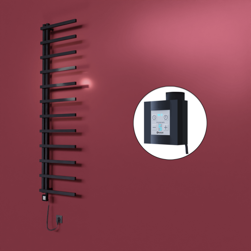 Zap Dekoratif Elektrikli Havlupan 500x1150 Siyah (KTX4 Termostat) 300W Spiral Kablolu - 1ZAP05001150B3TEC030-K