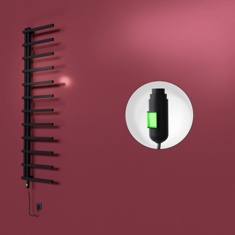 Zap Dekoratif Elektrikli Havlupan 500x1150 Siyah (On/Off Düğmeli) 300W - 1ZAP05001150B3TE1030