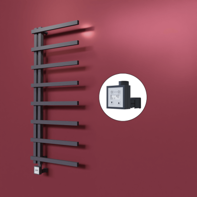 Radiva - Zap Dekoratif Elektrikli Havlupan 500x1800 Koyu Antrasit (KTX3 Termostat) 600W - 500