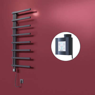 Radiva - Zap Dekoratif Elektrikli Havlupan 500x1800 Koyu Antrasit (KTX4 Termostat) 600W Spiral Kablolu